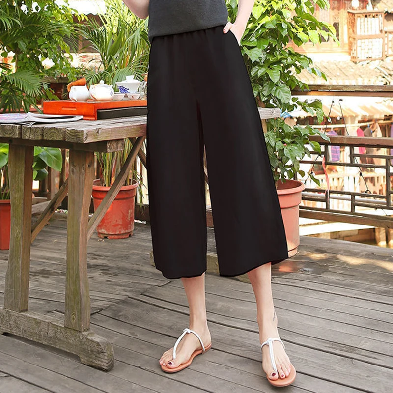 Title 6, Womens cotton and linen wide leg pants, thin l...