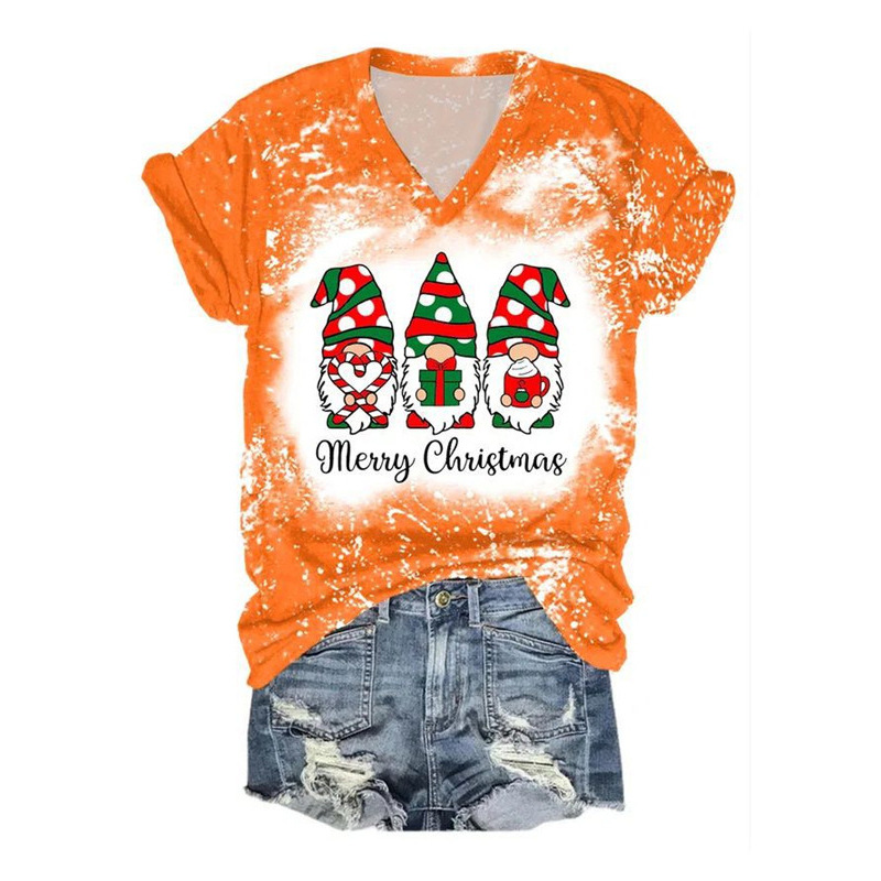 Female Santa Claus 3D Digital Printing Casual Short sleeved V neck T shirt Ltvl052 Xxxl - Shop at LoveMi