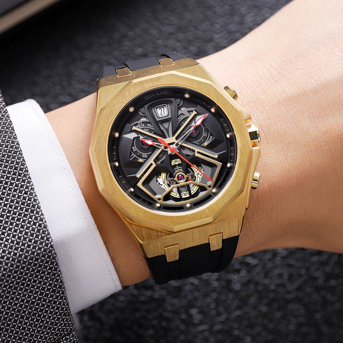 Mens Hollow-out Waterproof Multi-function Watch 5