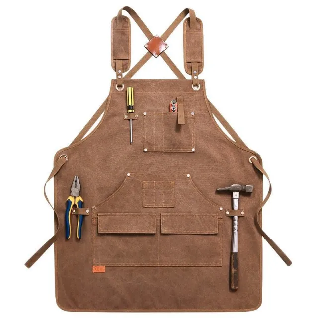Work Clothes Gardening Artist Hand made Hairdressing Waterproof Apron Red Brown - Shop at LoveMi