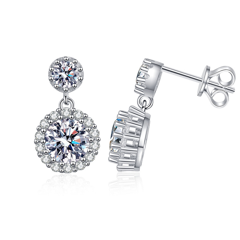 Simple D Color 1 Karat S925 Sterling Silver Moissanite Earrings