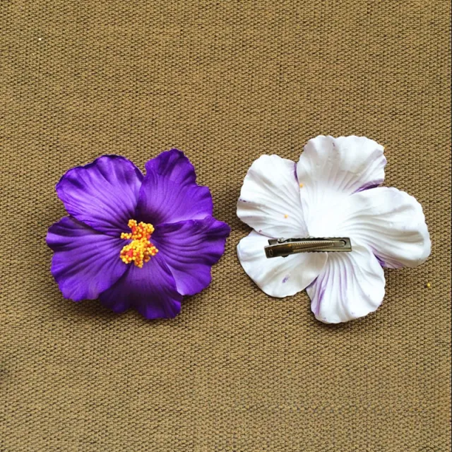 Sweet Seaside Beach Degree Hibiscus Rosa sinensis Flowers Hairpin Side Clip Purple - Shop at LoveMi