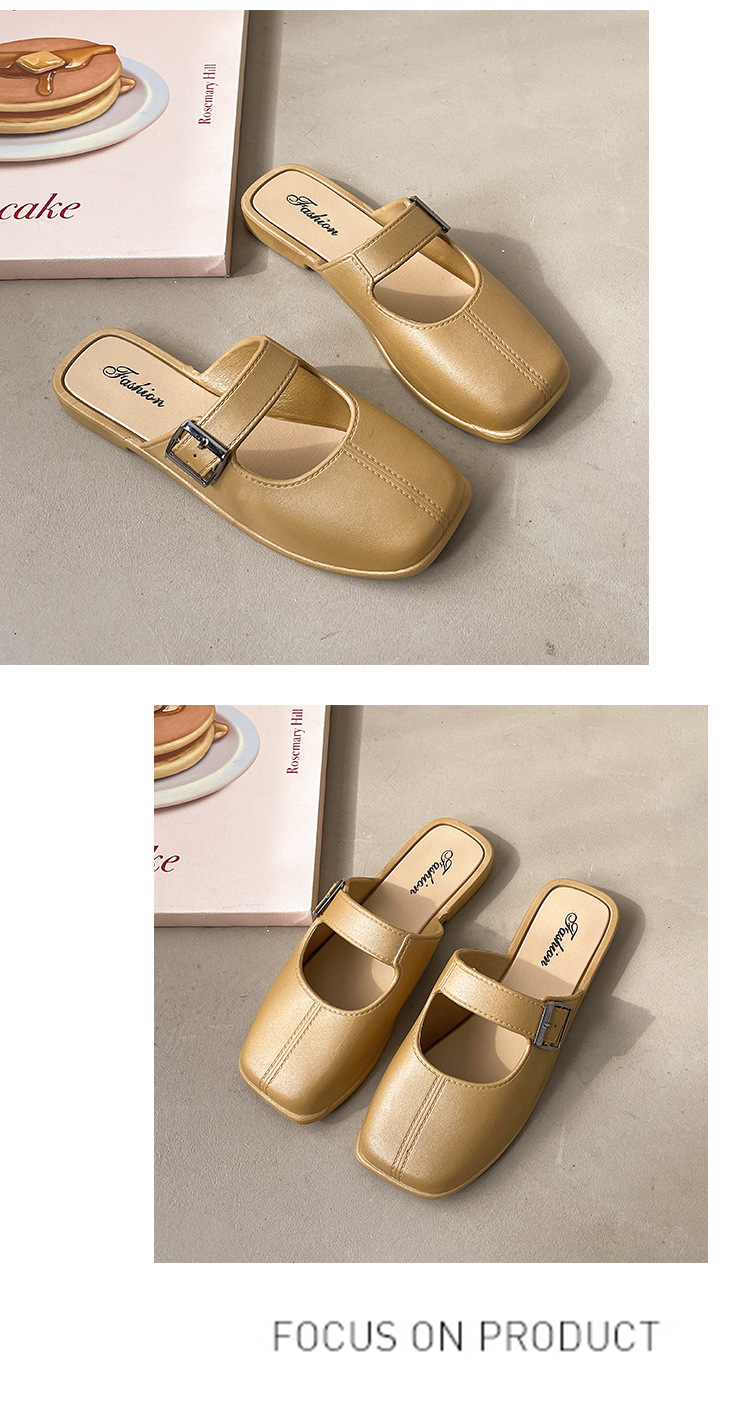 French Style Vintage Closed Toe Flat Slippers For Women