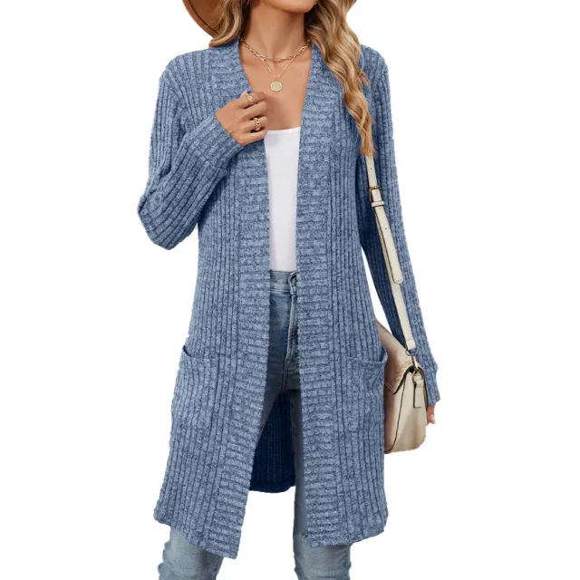 Women's Long Sleeve Loose Pockets Coat Dream Blue - Shop at LoveMi