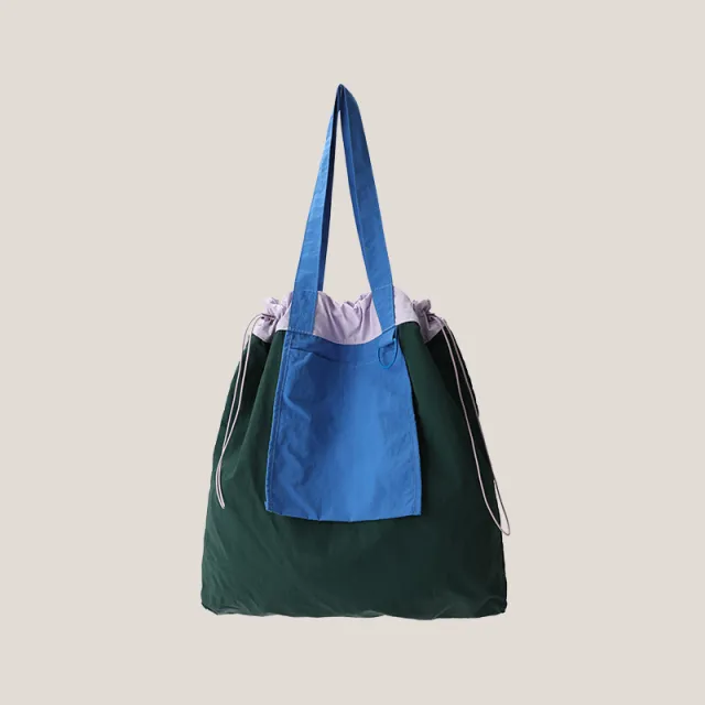 Contrast Color Tote Women's Large Capacity Nylon Canvas Bag Green - Shop at LoveMi