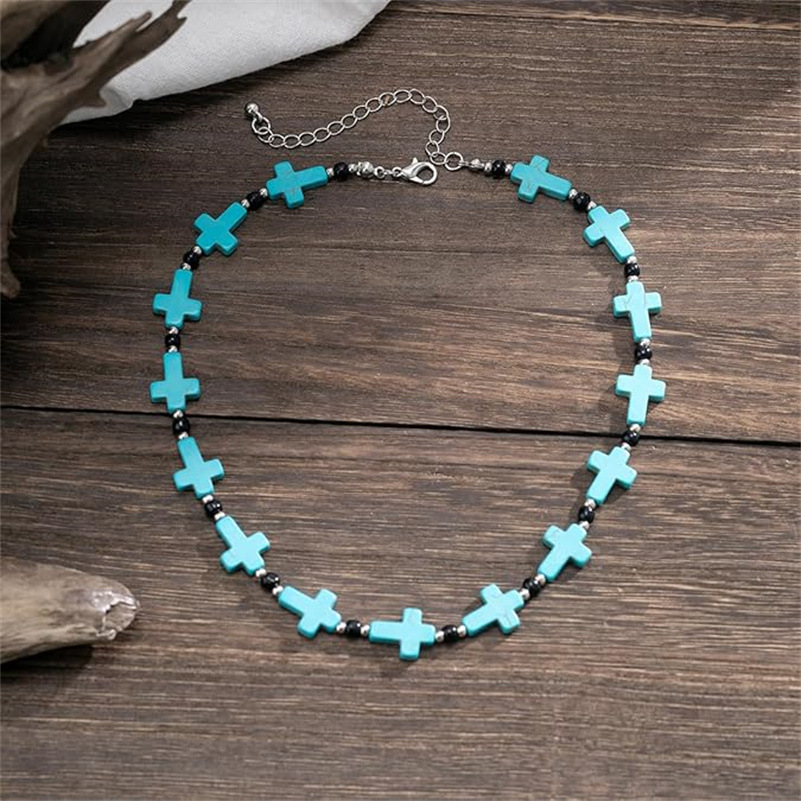 Women's Fashion Personality Pearl Cross Beaded Necklace