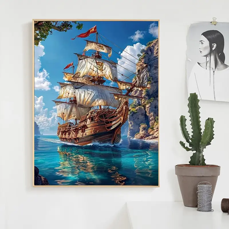 Digital Painting Of A Sailboat European-style Living