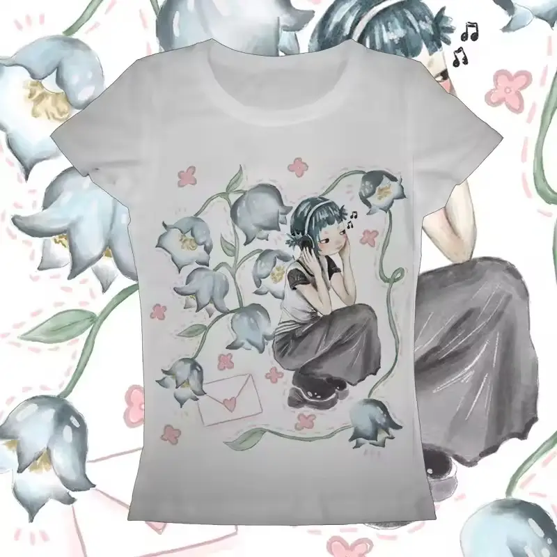 Women's Retro Printed Solid Color Round Neck Short Sleeves