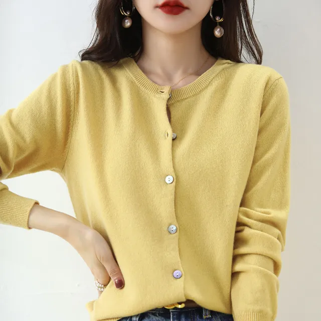 Women's Cardigan Sweater Coat Short Knitwear Butter M - Shop at LoveMi