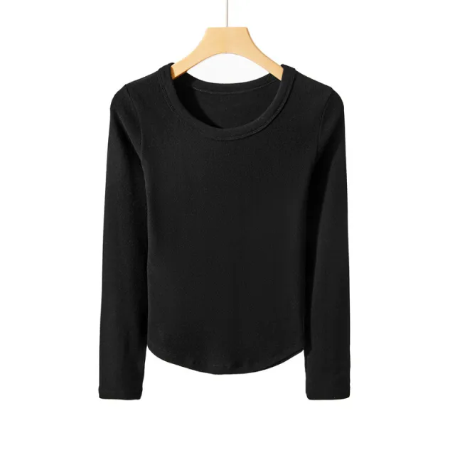 Bottoming Women's Long sleeved Shirt Round Neck Sweater Classic Black - Shop at LoveMi