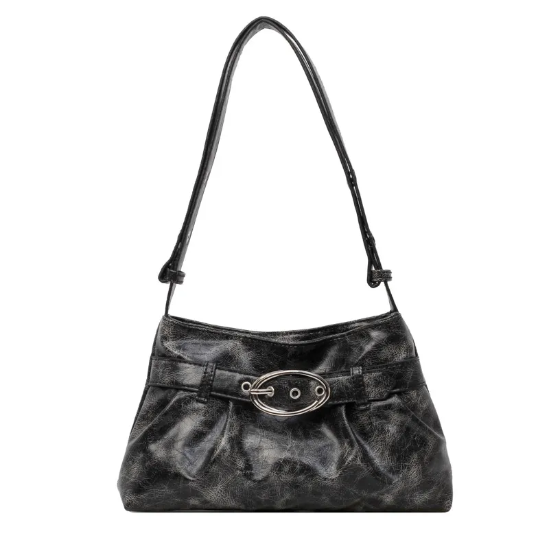 Summer Fashion Pleated Shoulder Ns Crossbody Bag - Black