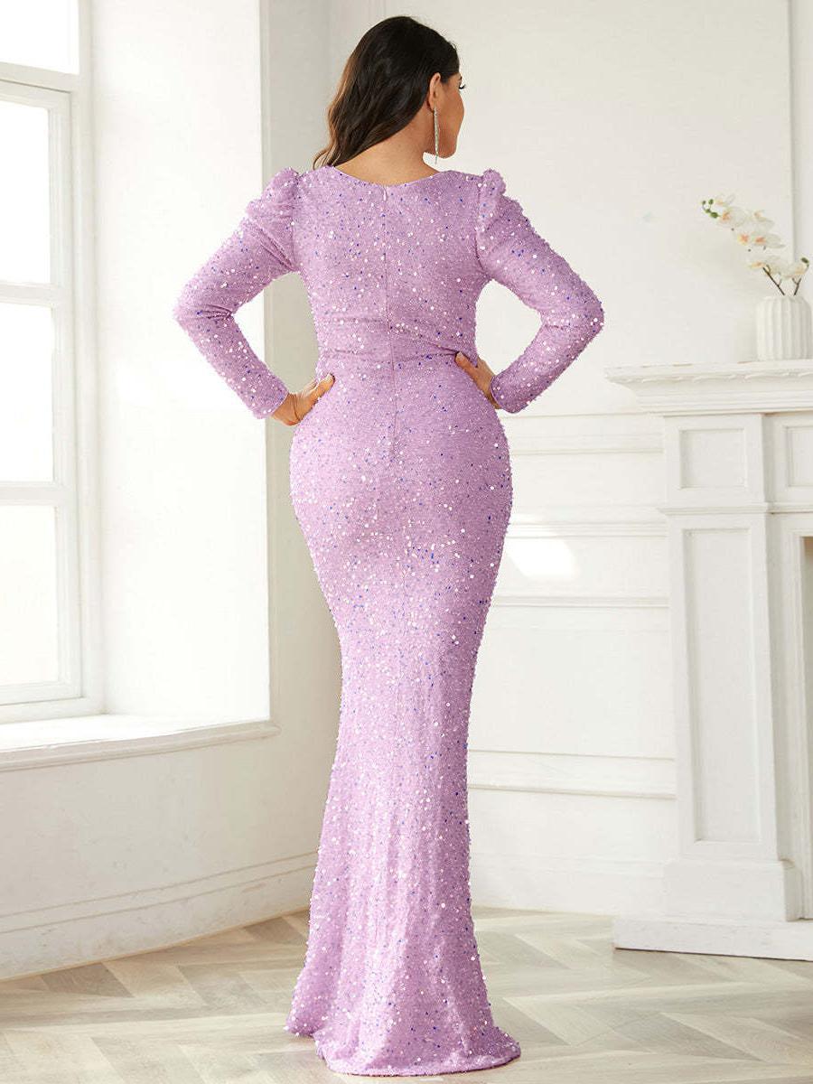 Sequin Long-Sleeve Long Dress, picture 6 of 9