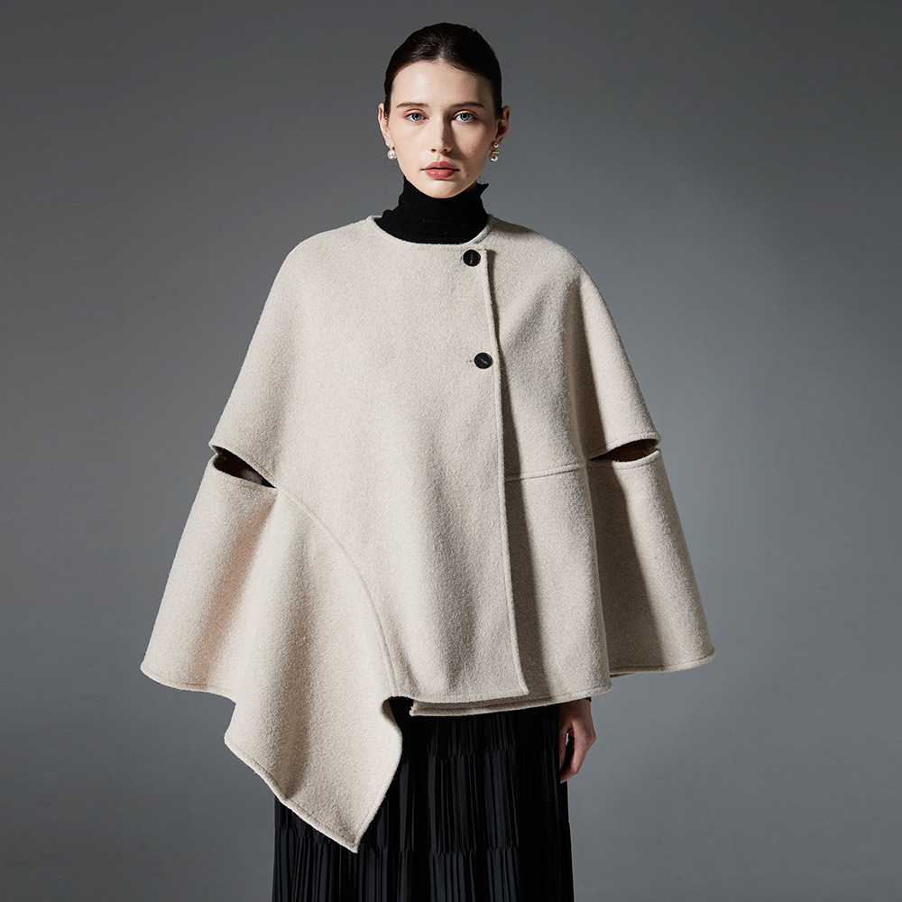 Button Double-faced Woolen Goods Shawl