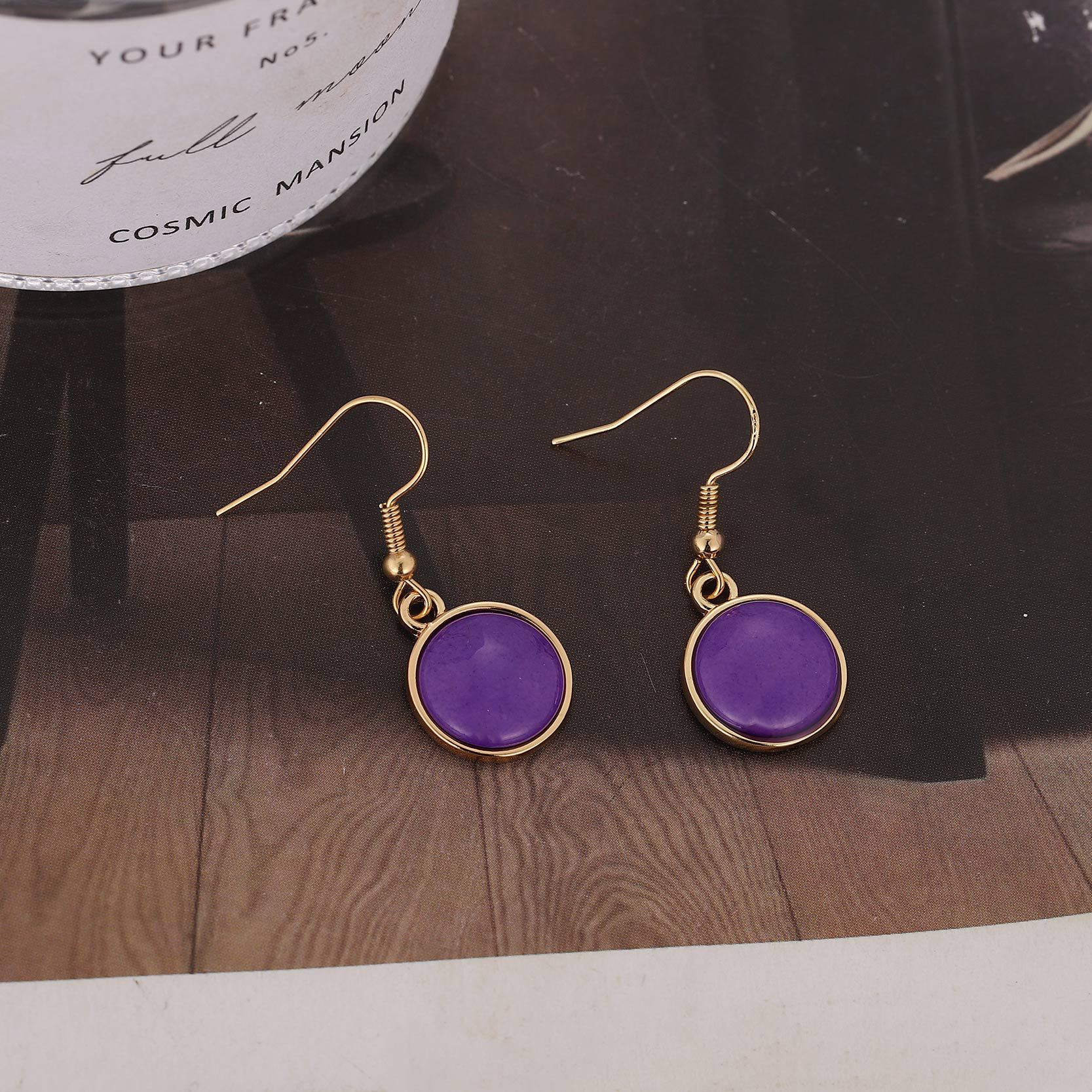 Fashionable Colorful Round Marble Earrings