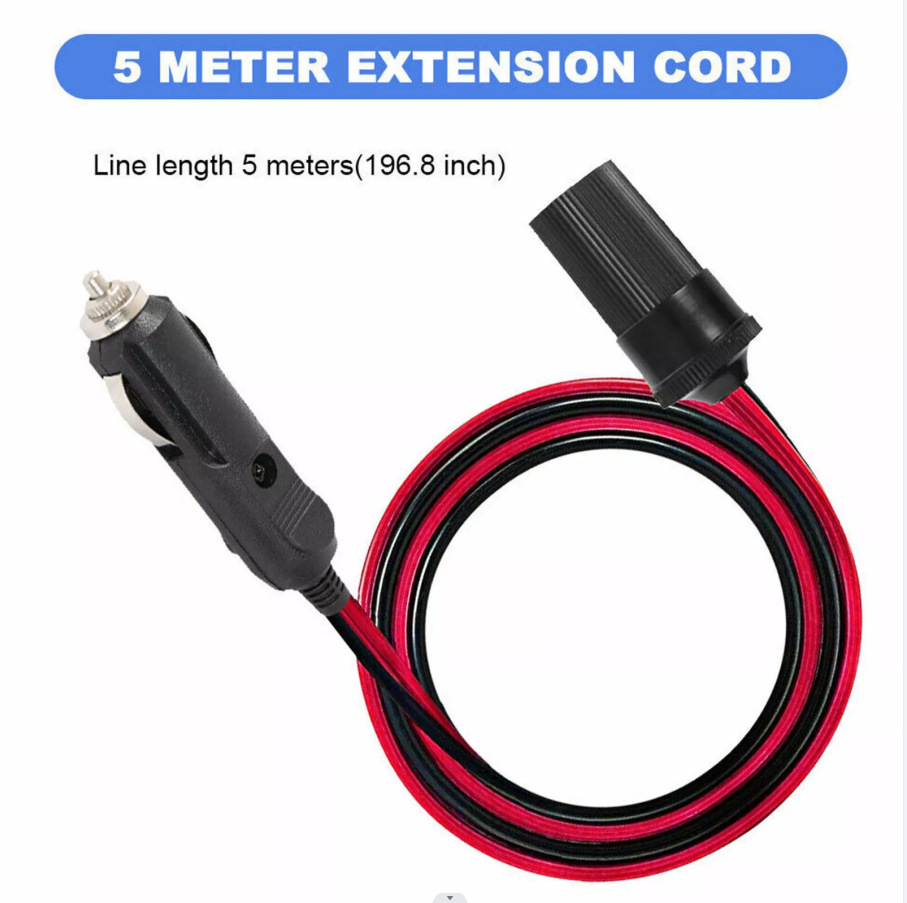 12V5M Car Electrical Appliance Extension Cord With US-style Cigarette Lighter Plug