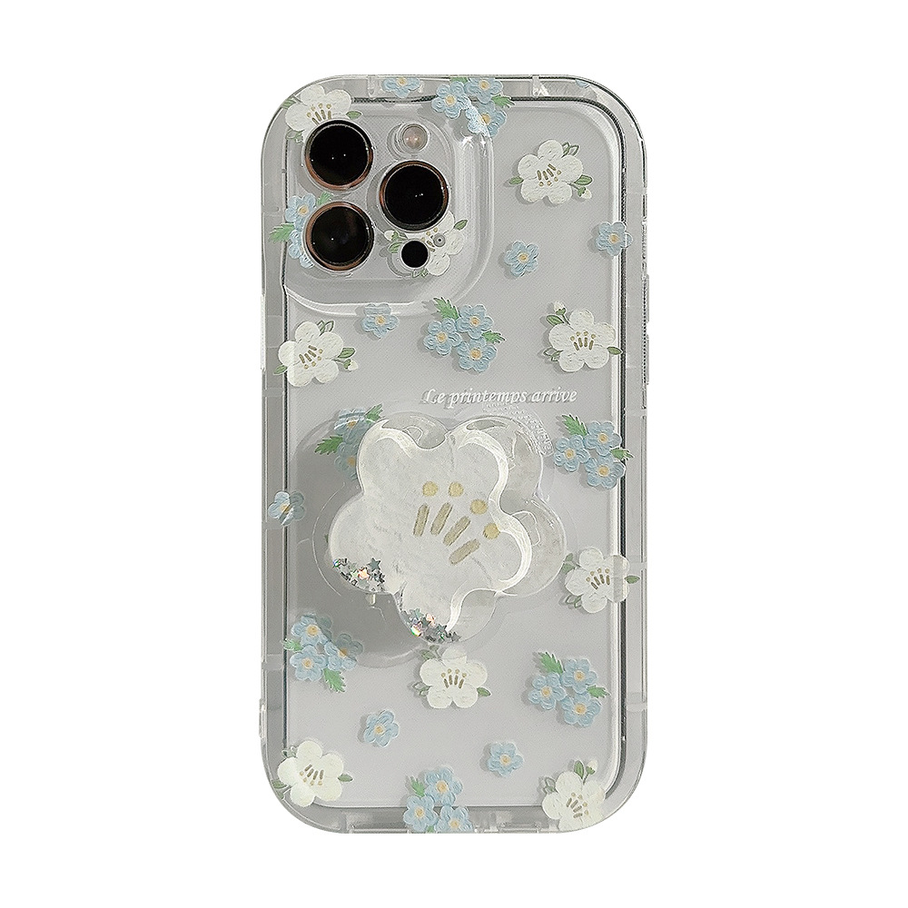 Floral Phone Case With A Minimalist Oil-leather Stand