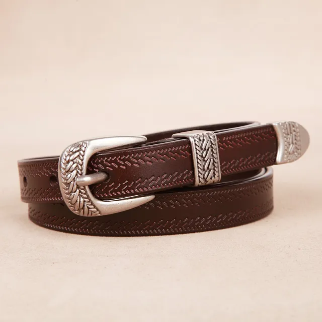 Women's Fall Winter Fashion Matching Jeans Casual Pin Buckle Temperament Belt Brown - Shop at LoveMi