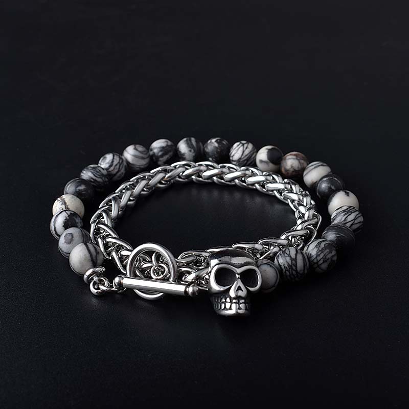 Stainless Steel Skull Chain Men's Bracelet