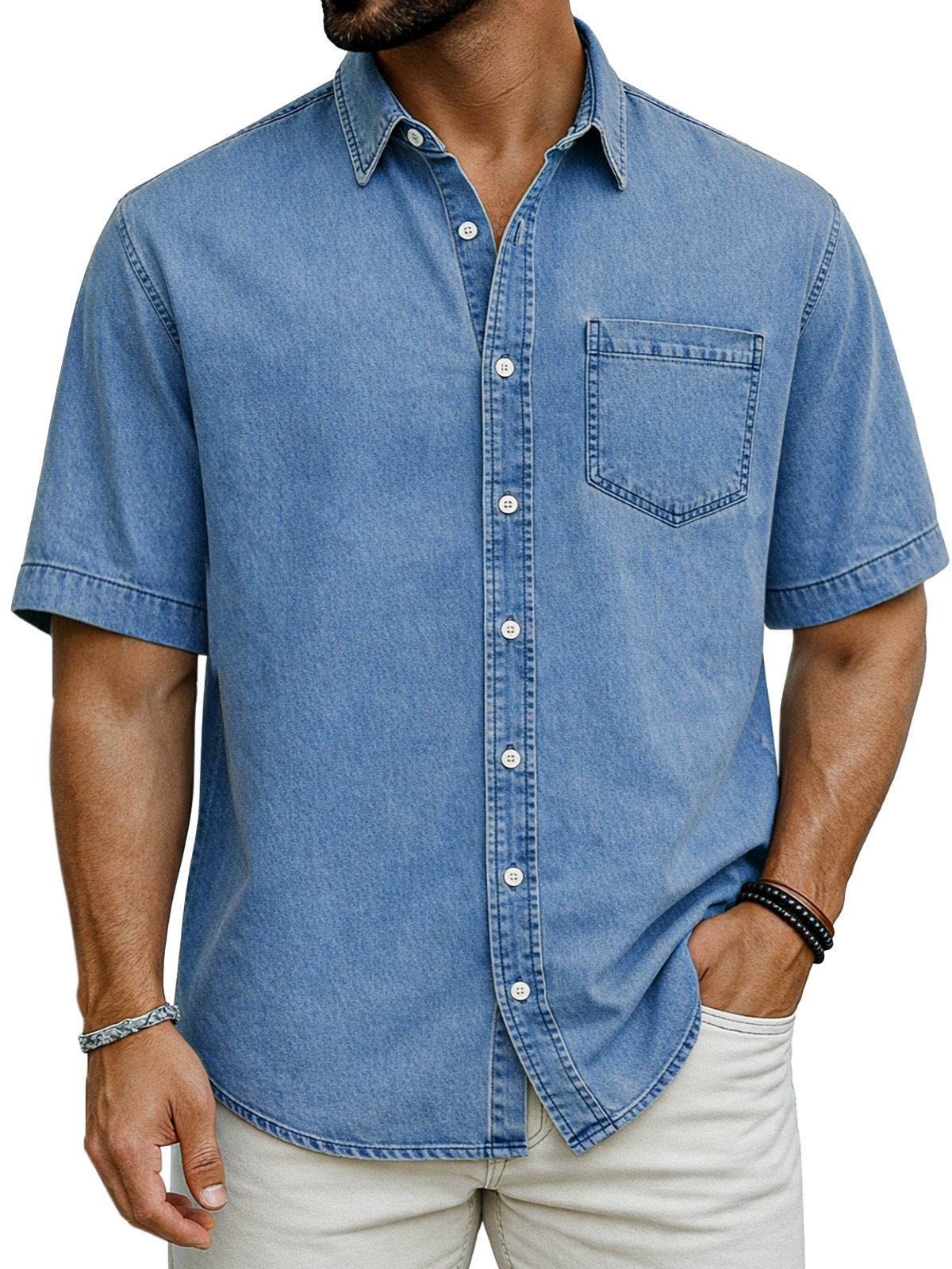 Mens New Casual Short-sleeve Shirt