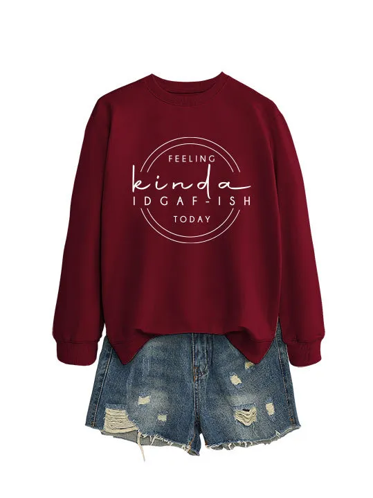Elegant Women's Round Neck Long sleeved Sweater Wine Red White Font - Shop at LoveMi