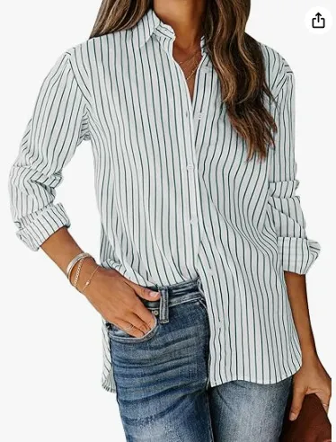 European And American Trendy Shirt Striped Pattern Printed 3D Shirt 03Color S - Shop at LoveMi