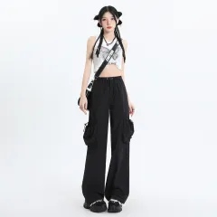 American Parachute Overalls Thin High Top Sports Tactical Pants - Black Trousers - View 1