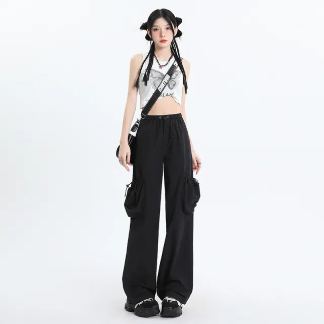 American Parachute Overalls Thin High Top Sports Tactical Pants Black Trousers - Shop at LoveMi