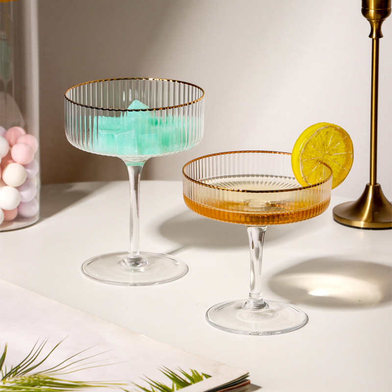 Vertical Golden Edge Cocktail Glass Household Crystal