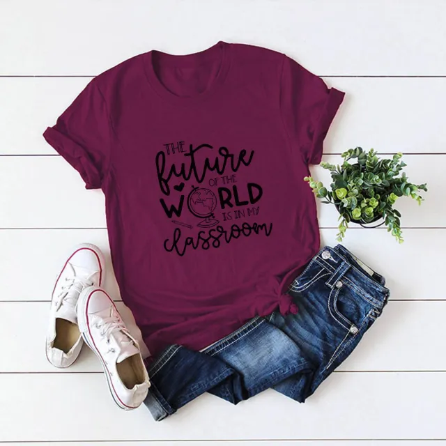 Slim Fit Casual Large Size Short Sleeve Women's T shirt Red - Shop at LoveMi