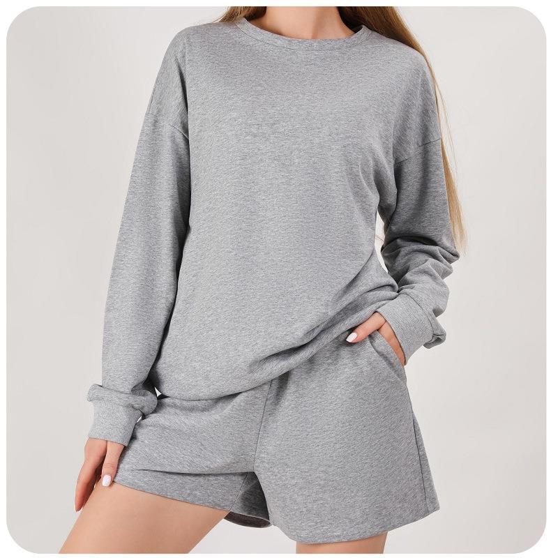 Home Leisure Sports Long Sleeve Cropped Pants Two-piece Set