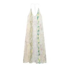Fashion Flower Print Patchwork Dress - View 1