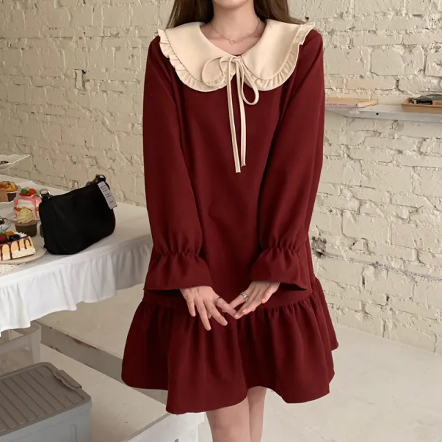 Solid Color Short sleeved Spliced Maxi Dress For Women 1389 Red - Shop at LoveMi