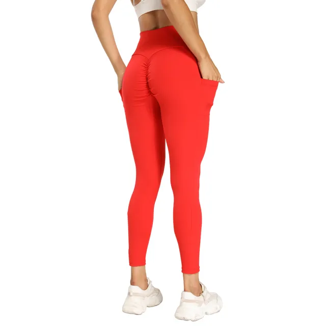 Sports Yoga Leggings Hip Lifting Fitness Running Fitness Pants Red - Shop at LoveMi