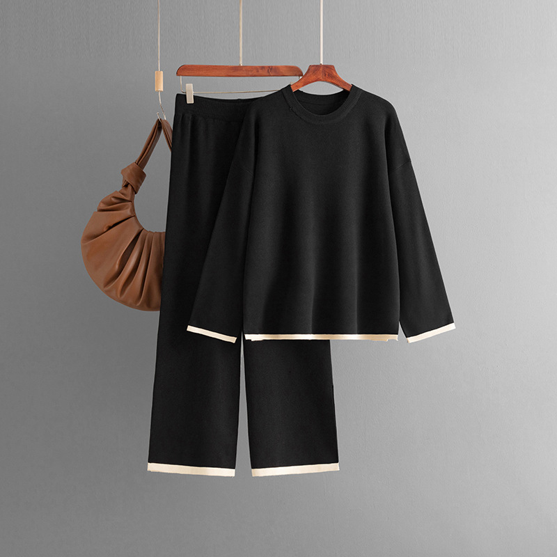 Knitting Suit Women's Pullover Contrast Color Sweater