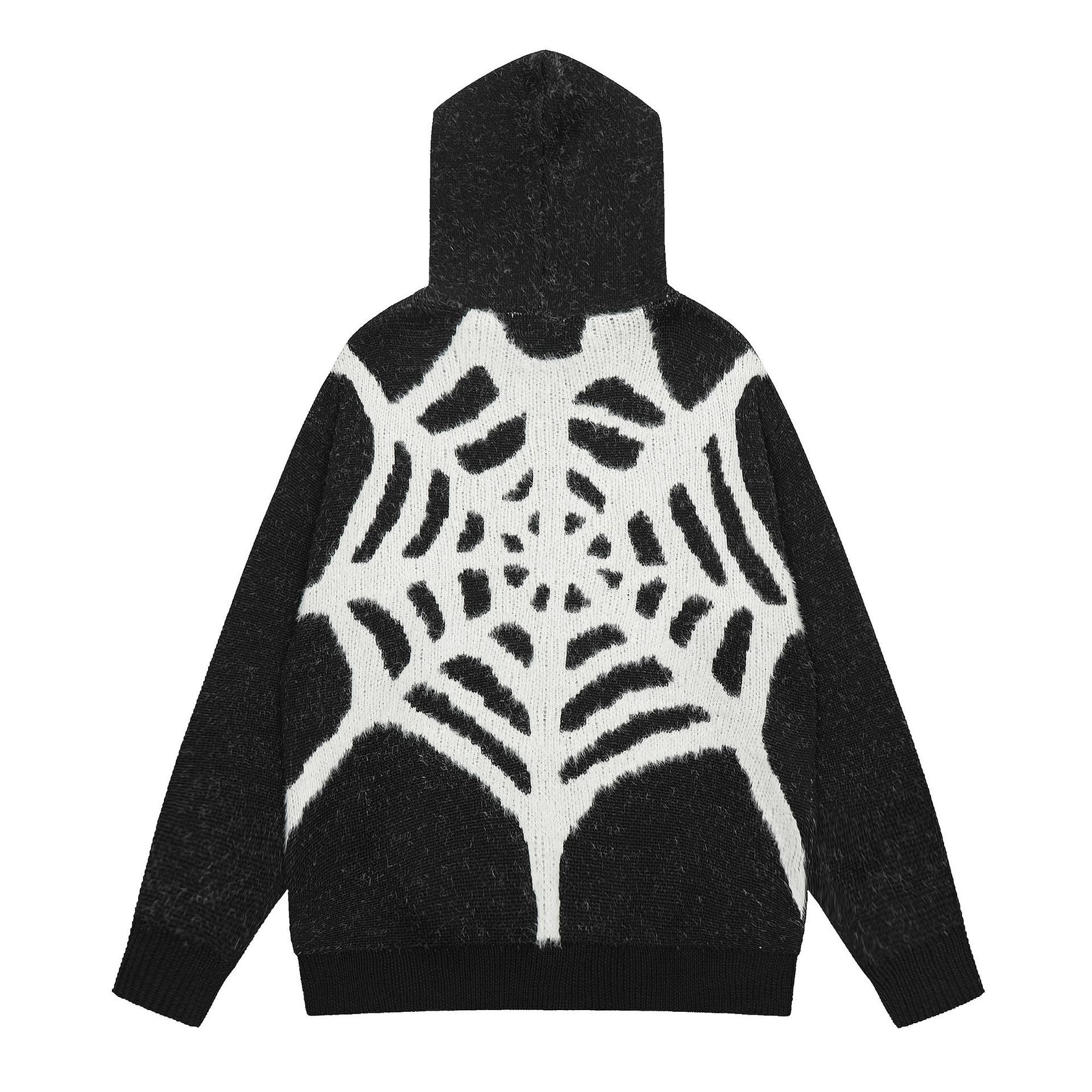 Spider Hooded Knitted Men's And Women's Casual Sweater Jacket