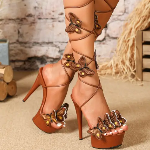 European And American Patent Leather Sandals High Heel And Sexy