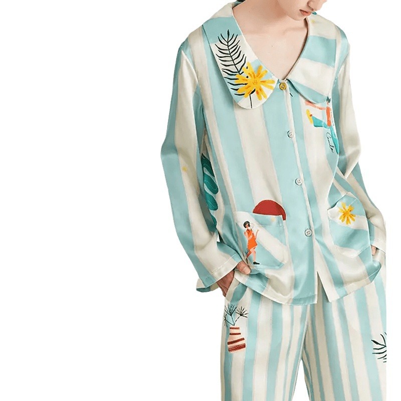 Ins Style Mint Walking Forest Long Pajamas
