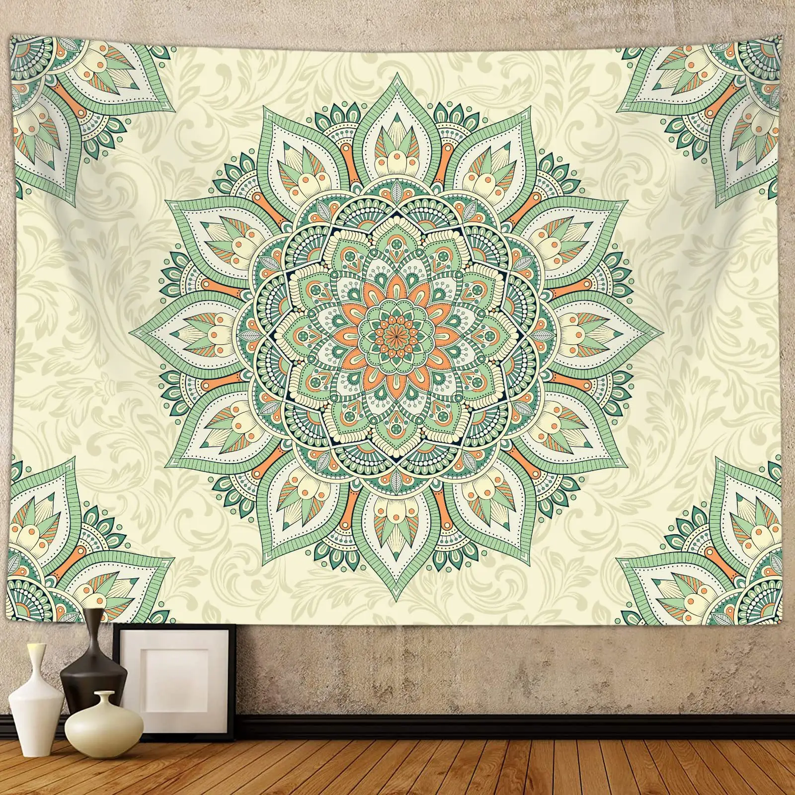 Bohemian Green Mandala Tapestry Sage Wall Hanging