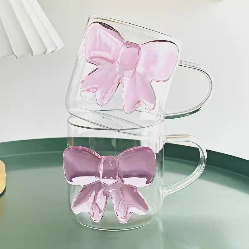 Fashion Bowknot Borosilicate Glass With Handle