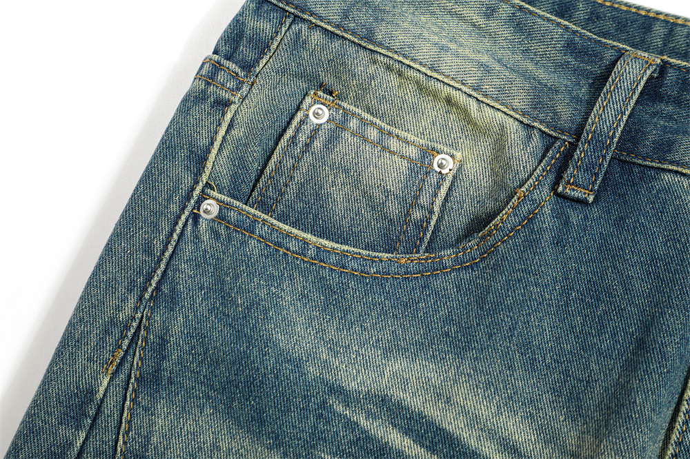 Multi-pocket Denim Straight Loose Trousers Men