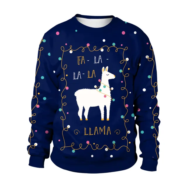 Women's Christmas Cute Alpaca Printed Crew Neck Sweatshirt Sb102 011 Xxl - Shop at LoveMi