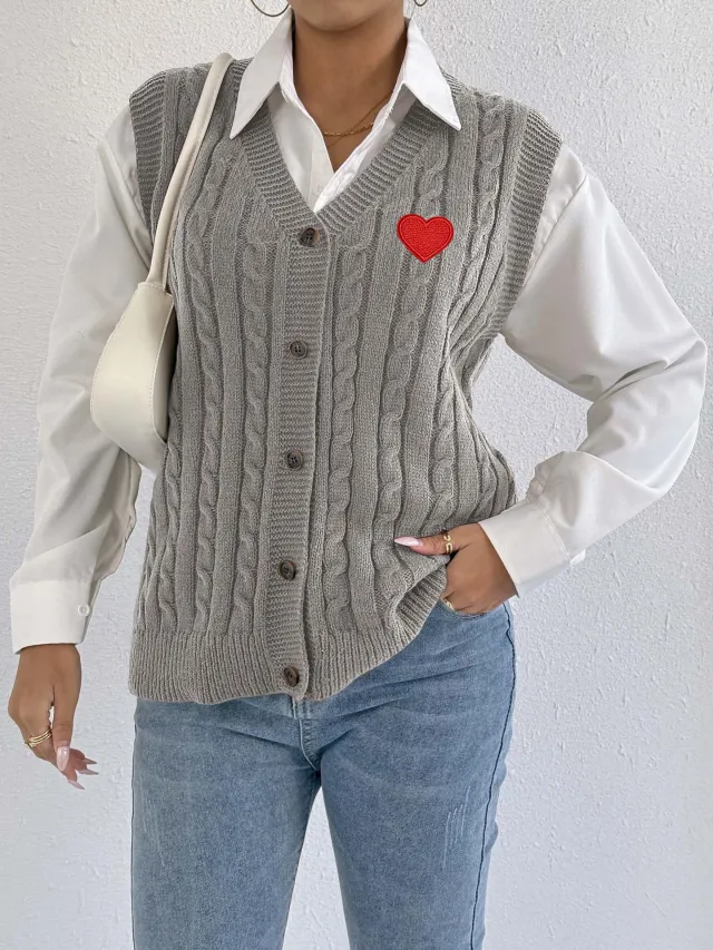 Women's Knitted Cardigan Casual Vest Gray - Shop at LoveMi