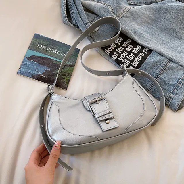 Summer Retro Fashion Underarm Simple Casual Shoulder Bag For Women Silver - Shop at LoveMi