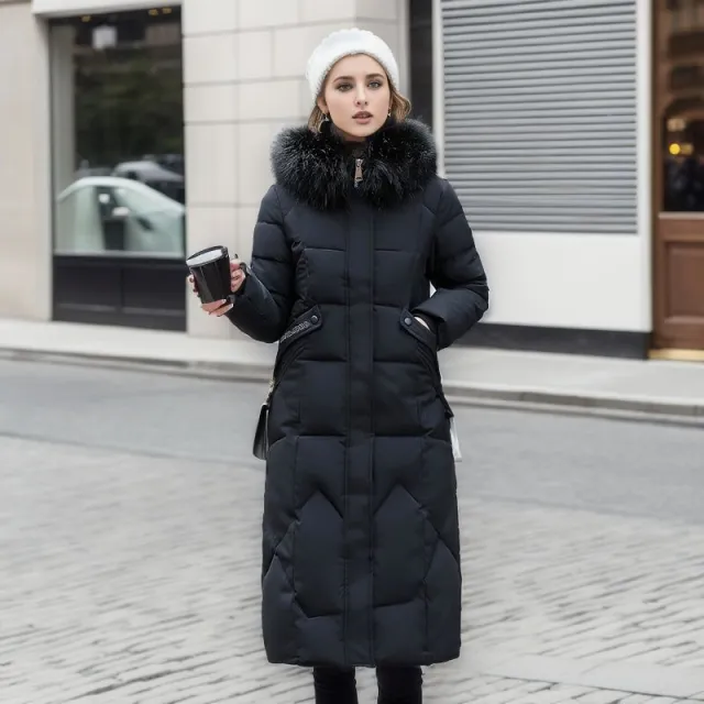 Fashion Slim Fit Below The Knee Cotton padded Jacket Black - Shop at LoveMi