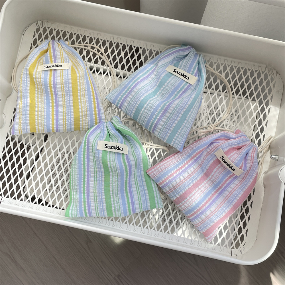 Title 17, Pleated Stripes Drawstring Pull String Buggy Co...