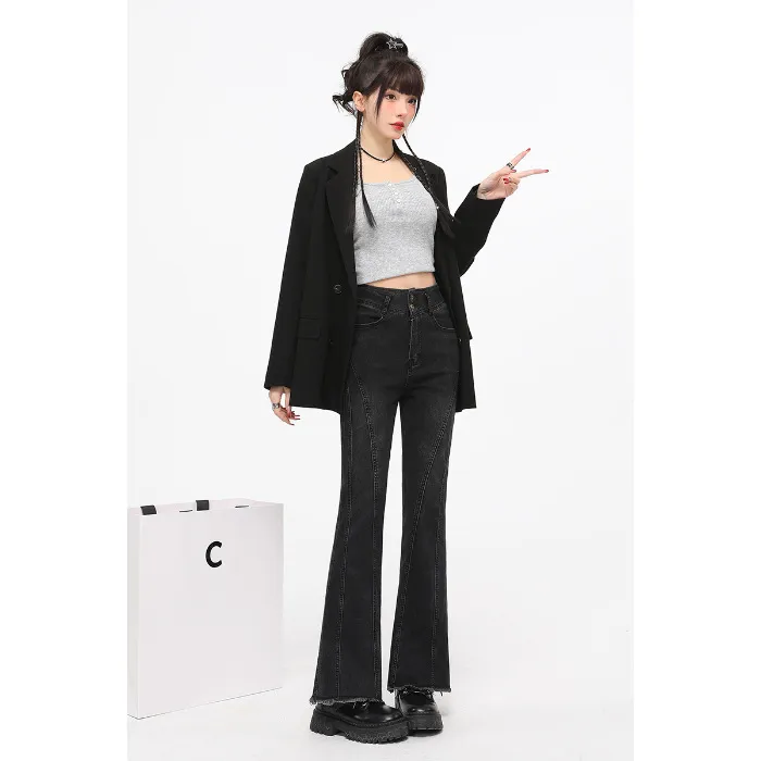 Women's Skinny Jeans New High Waist Slimming Trousers - Black