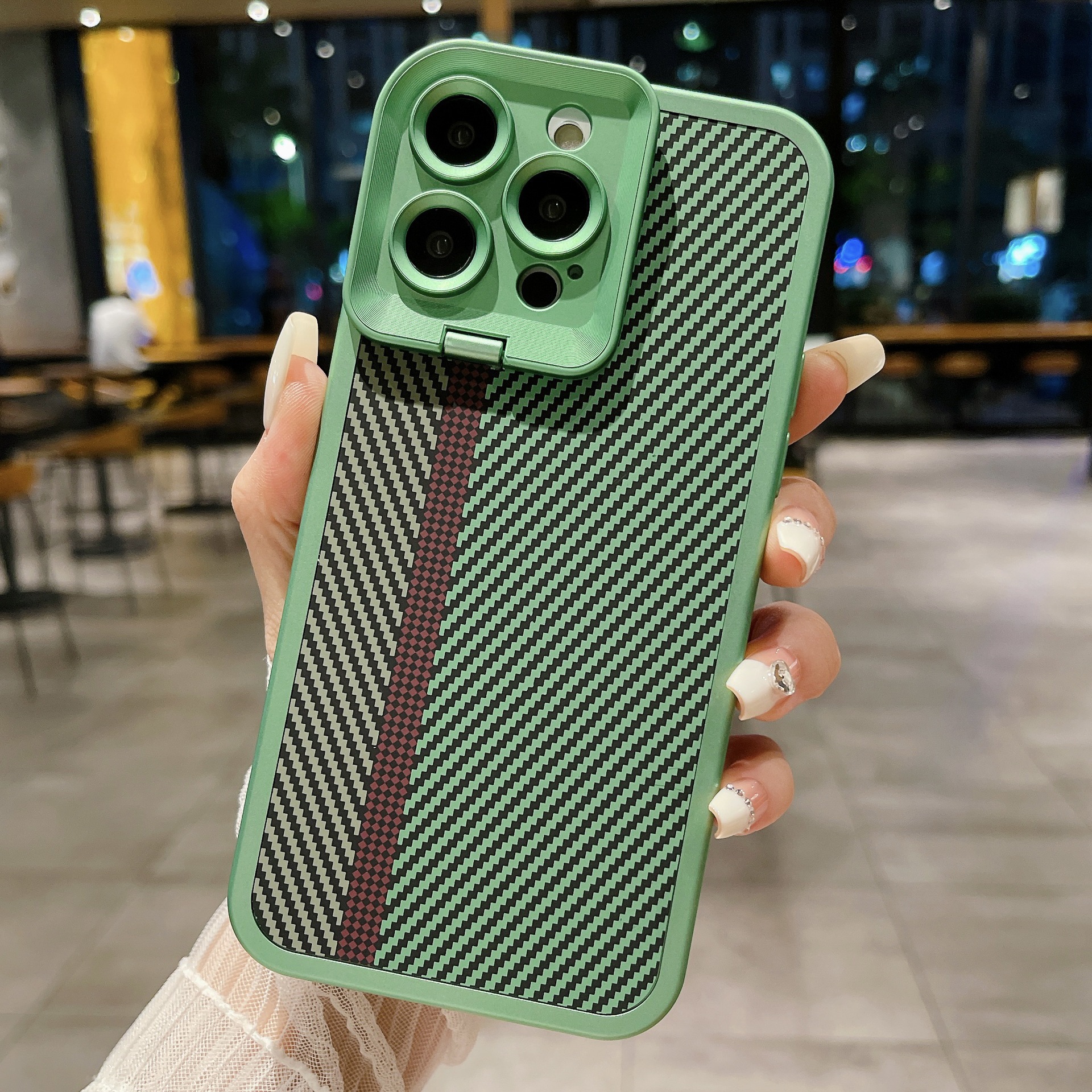 Carbon Fiber Magnetic Lens Bracket Phone Case - Image 6