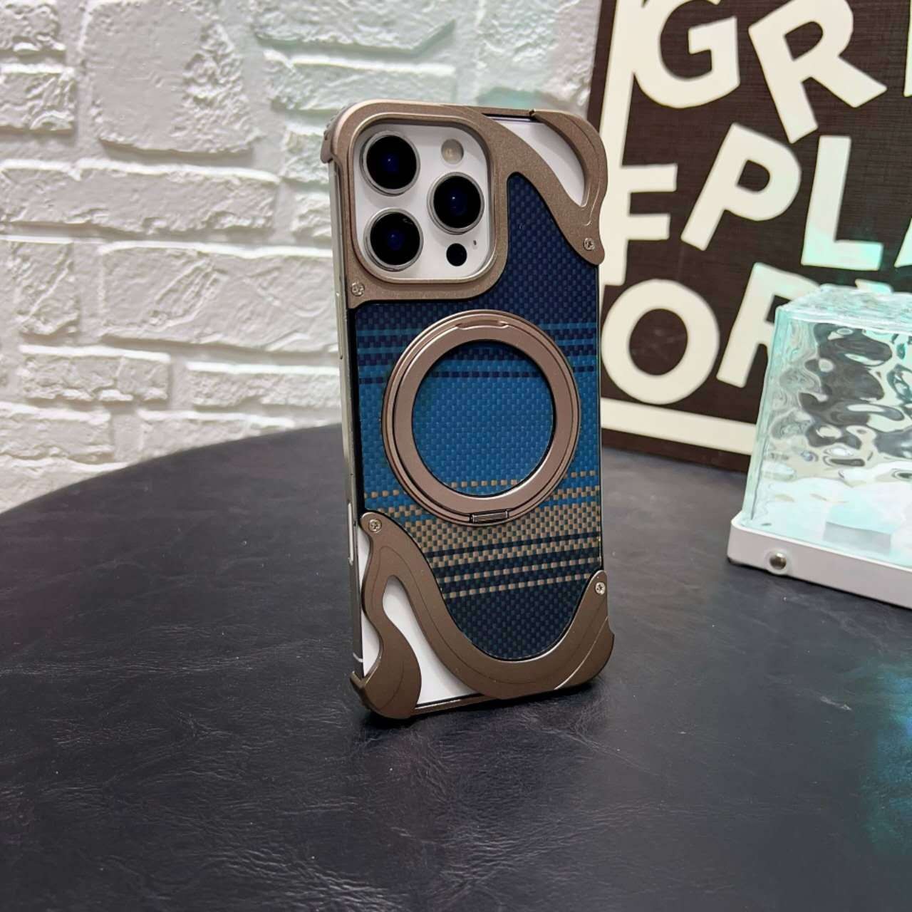 Metal Magnetic Mount Carbon Fiber Backplate Protective Case