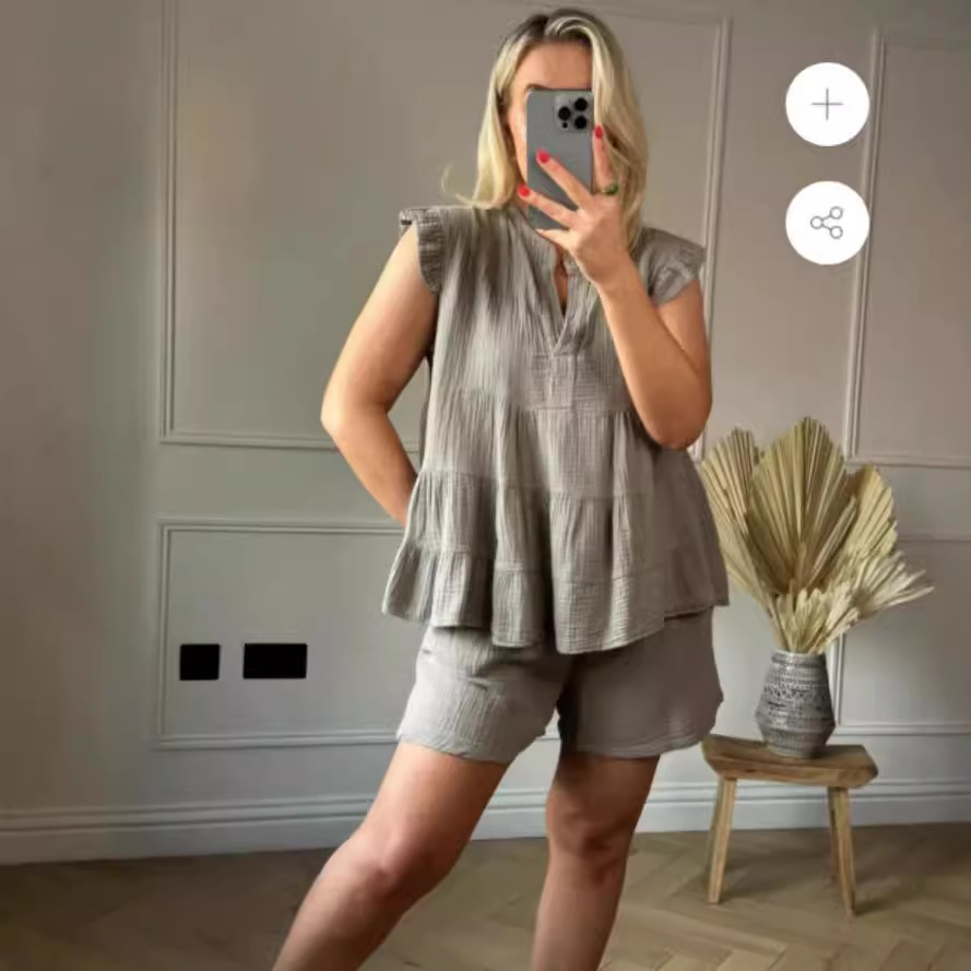 Fashion Women's Wear Cotton Shorts Suit