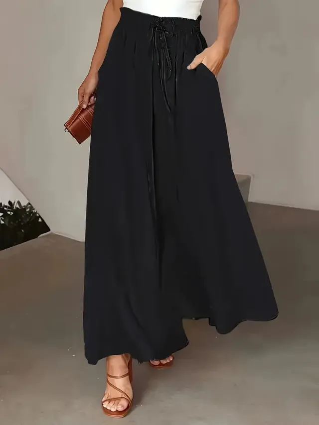 Polka Dot Print Trousers Fashion Loose Elastic Waist Wide leg Pants Women's Clothing Black - Shop at LoveMi
